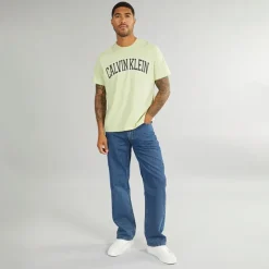 Outlet Herre Curve Varsity Log T-Shirt Aloe Wash T-Shirts, Poloer Og Skjorter·T-Shirts Og Undertrøjer