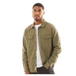 Outlet Herre Dave Stretch Overshirt Støvgrå T-Shirts, Poloer Og Skjorter·Skjorter