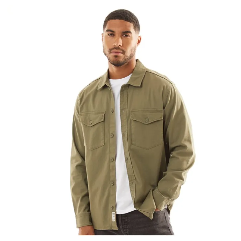 Outlet Herre Dave Stretch Overshirt Støvgrå T-Shirts, Poloer Og Skjorter·Skjorter