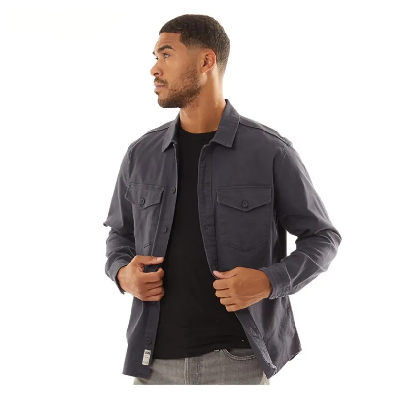 Discount Herre Dave Stretch Overshirt Blå Blazer T-Shirts, Poloer Og Skjorter·Skjorter