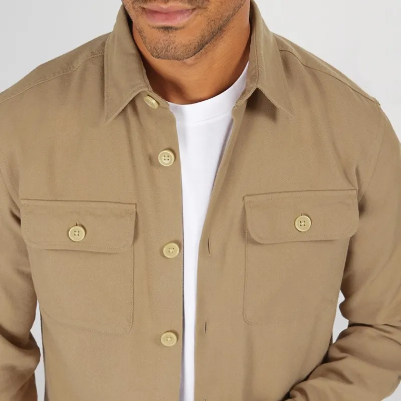 Clearance Herre Dean Ensfarvet Overshirt Stentøj T-Shirts, Poloer Og Skjorter·Skjorter|Jakker Og Frakker·Jakker Og Frakker