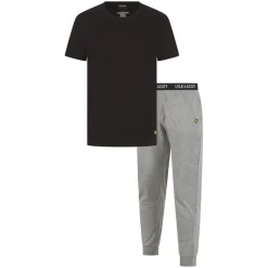 Sale Herre Deveron T Shirt Og Loungewear Bukser Sæt Sort/Grey Marl Undertøj, Sokker Og Nattøj·Nattøj