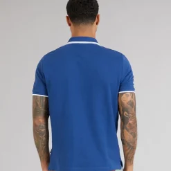 Discount Herre dobbelt stribet polo skjorte Royal Blue T-Shirts, Poloer Og Skjorter·Poloer