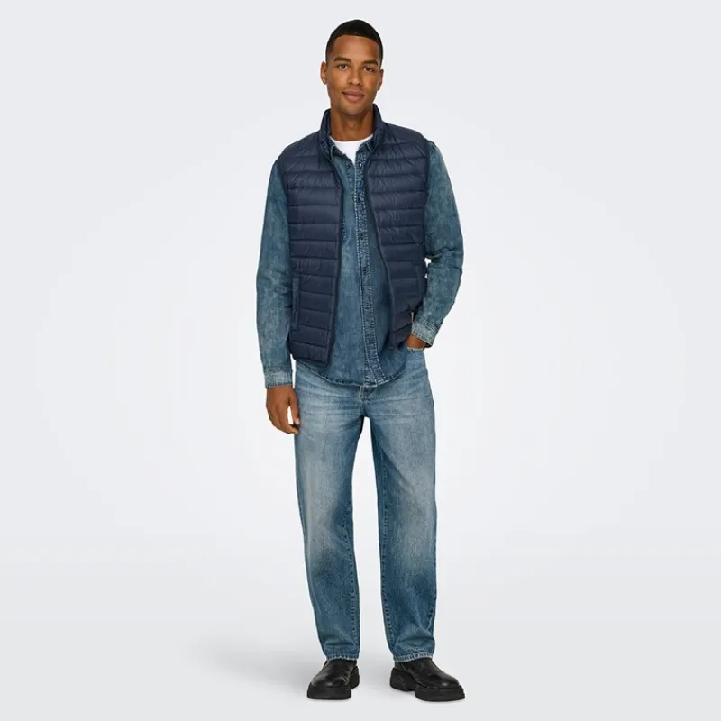 New Herre Edge Lige Jeans Medium Blue Denim Jeans Og Bukser·Jeans Med Lige Ben|Jeans Og Bukser·Jeans