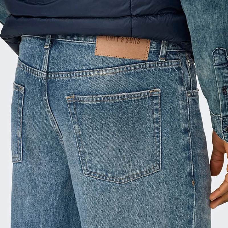 New Herre Edge Lige Jeans Medium Blue Denim Jeans Og Bukser·Jeans Med Lige Ben|Jeans Og Bukser·Jeans