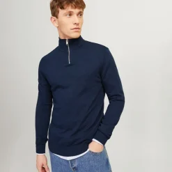 Best Herre Emil Strik 1/2 Zip Jumper Navy Trøjer Og Cardigans·Trøjer