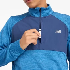 Outlet Herre Essential Heat Grid 1/2 Zip Løbeoverdel Heron Blå Træning|T-Shirts Og Undertrøjer