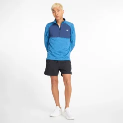 Outlet Herre Essential Heat Grid 1/2 Zip Løbeoverdel Heron Blå Træning|T-Shirts Og Undertrøjer