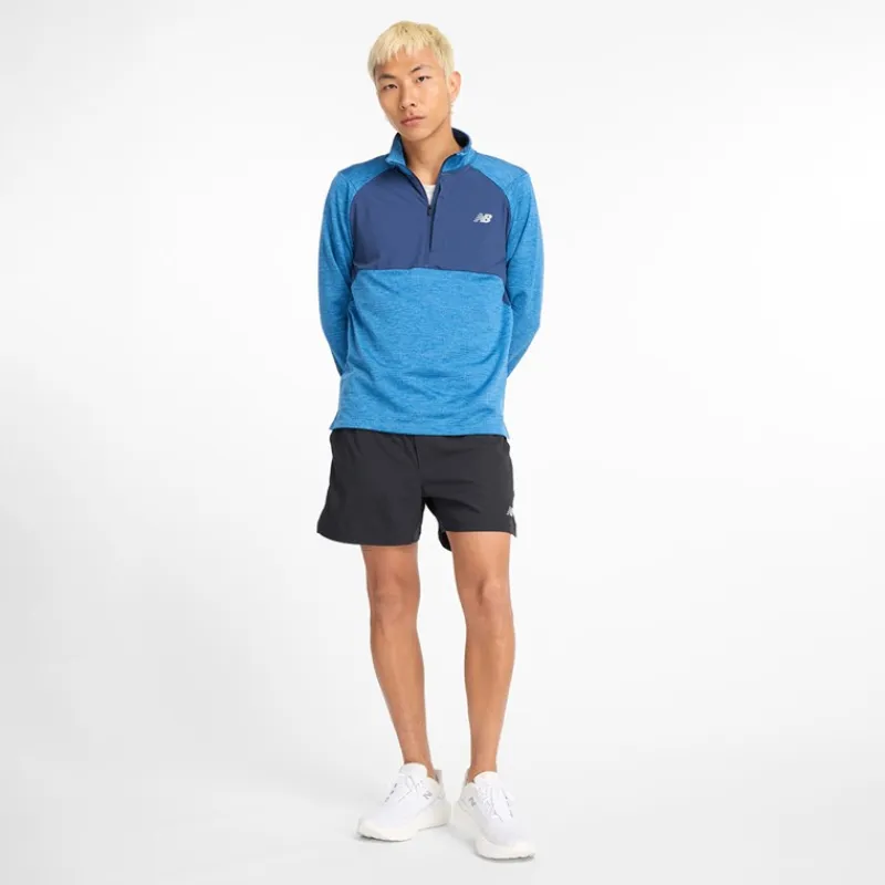 Outlet Herre Essential Heat Grid 1/2 Zip Løbeoverdel Heron Blå Træning|T-Shirts Og Undertrøjer