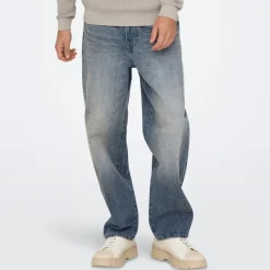 New Herre Fade Løse Jeans Special Blue Grey Denim Jeans Og Bukser·Jeans