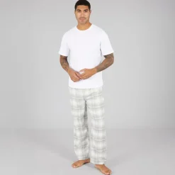 Hot Herre FC flannel bukser Scot Light Grey Melange/​Off White Undertøj, Sokker Og Nattøj·Nattøj