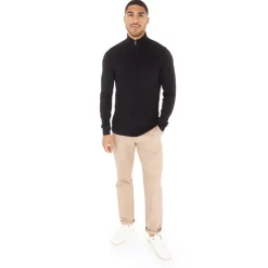 Online Herre French Connection Cash 1/4 Zip Trøjer Sort Trøjer Og Cardigans·Trøjer