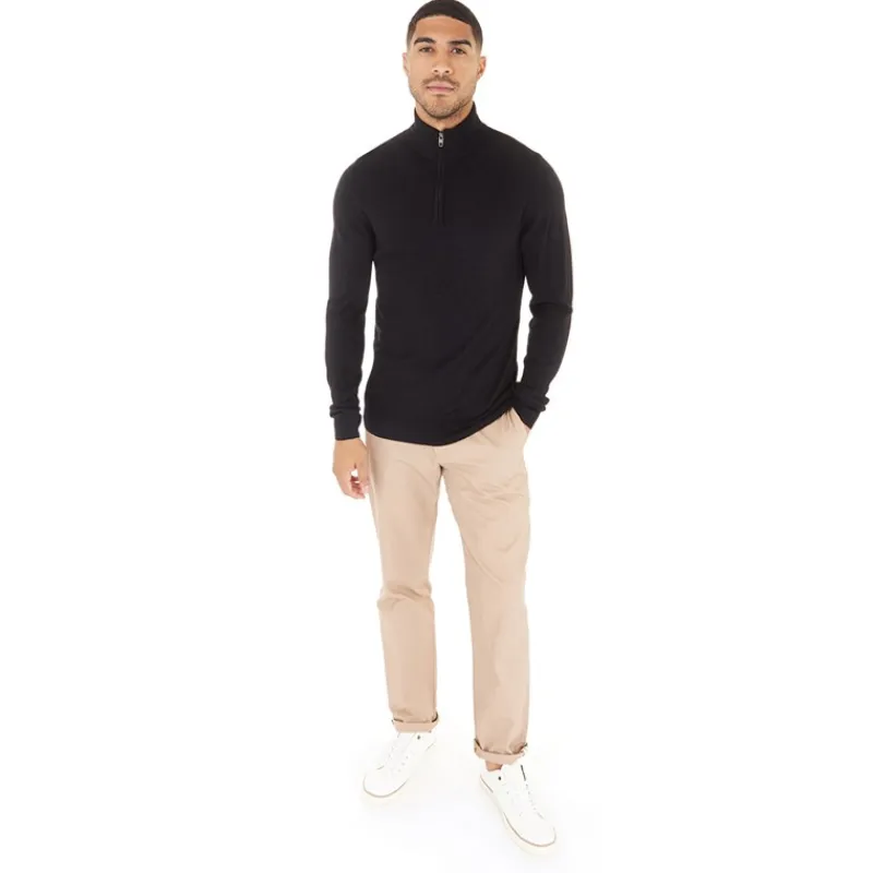 Online Herre French Connection Cash 1/4 Zip Trøjer Sort Trøjer Og Cardigans·Trøjer