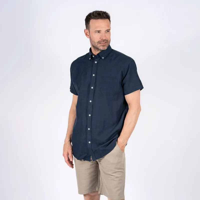 Outlet Herre Frey Kortærmet Skjorte Marineblå T-Shirts, Poloer Og Skjorter·Skjorter