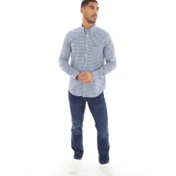 Sale Herre Gingham Langærmet shirts Blå Ternet T-Shirts, Poloer Og Skjorter·Skjorter
