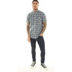 Online Herre Gingham Overcheck Skjorter med korte ærmer kontrolleret T-Shirts, Poloer Og Skjorter·Skjorter