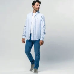Online Herre Greg Skjorte Light Blue Stripe T-Shirts, Poloer Og Skjorter·Skjorter