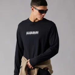 Online Herre Grid Ryggen Grafisk Langærmet T-shirt Black 041 Udendørs|T-Shirts, Poloer Og Skjorter·T-Shirts Med Lange Ærmer