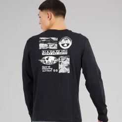 Online Herre Grid Ryggen Grafisk Langærmet T-shirt Black 041 Udendørs|T-Shirts, Poloer Og Skjorter·T-Shirts Med Lange Ærmer