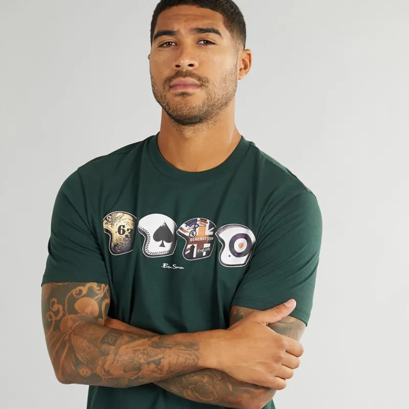 New Herre Helmets T-shirts Grøn T-Shirts, Poloer Og Skjorter·T-Shirts Og Undertrøjer