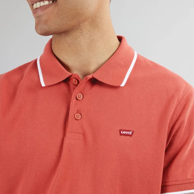 Herre HM Quarter Tipping Polo Sundown Rød T-Shirts, Poloer Og Skjorter·Poloer