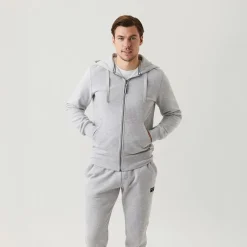 Herre Hættetrøje med Lynlås MidtLys Grå Melange Hættetrøjer Og Sweatshirts·Hættetrøjer