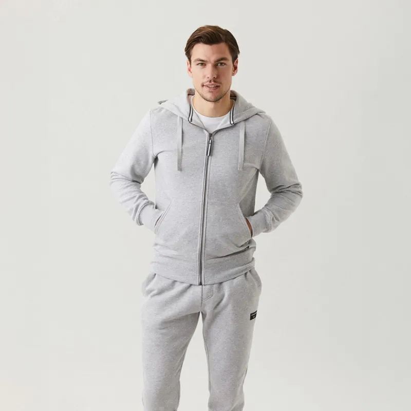 Herre Hættetrøje med Lynlås MidtLys Grå Melange Hættetrøjer Og Sweatshirts·Hættetrøjer