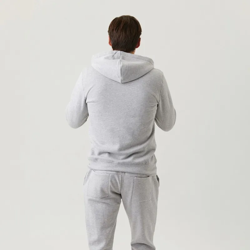 Herre Hættetrøje med Lynlås MidtLys Grå Melange Hættetrøjer Og Sweatshirts·Hættetrøjer
