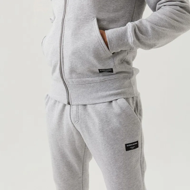 Herre Hættetrøje med Lynlås MidtLys Grå Melange Hættetrøjer Og Sweatshirts·Hættetrøjer