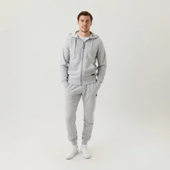 Herre Hættetrøje med Lynlås MidtLys Grå Melange Hættetrøjer Og Sweatshirts·Hættetrøjer
