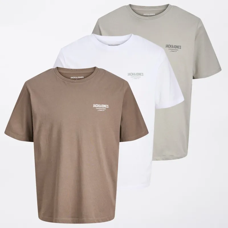 Herre Jeff Orion 3-pak T-shirts Falcon/Spøgelsesgrå/Hvid T-Shirts, Poloer Og Skjorter·Multipakker|Multipakker·T-Shirts Og Undertrøjer