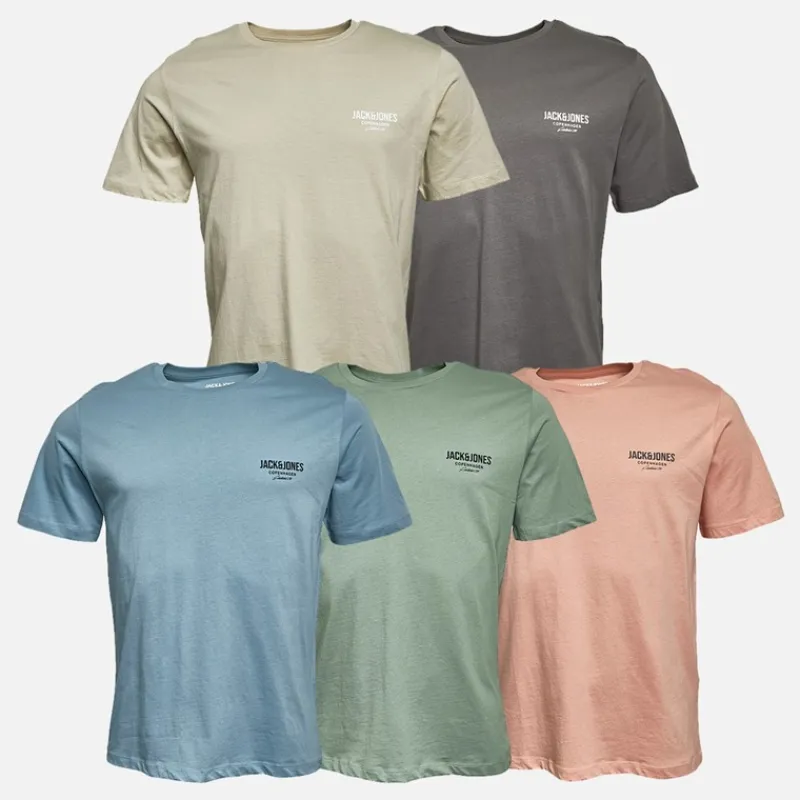 Hot Herre Jeff Orion T-shirts 5-pak Moonbeam/Castlerock/Mountain Spring/Coral Almond/Iceberg Green T-Shirts, Poloer Og Skjorter·Multipakker|Multipakker·T-Shirts Og Undertrøjer