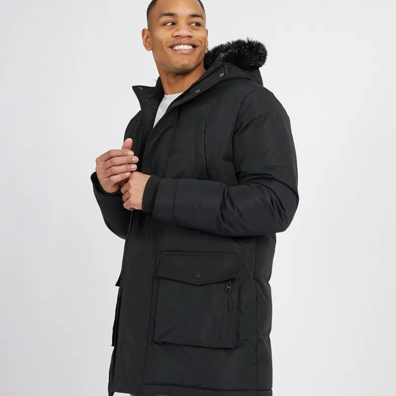 Hot Herre Jethrow Tech Lang Parka Sort Jakker Og Frakker·Jakker Og Frakker