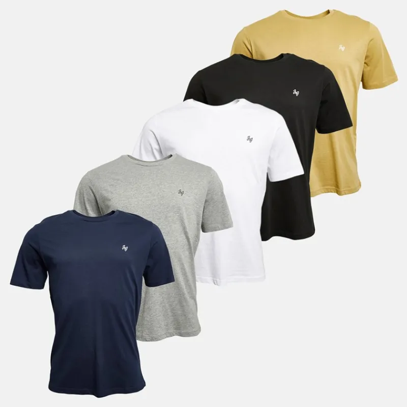 New Herre Joseph Fem Pak T-shirts Navy/Hvid/Grå/Khaki/Sort T-Shirts, Poloer Og Skjorter·Multipakker|Multipakker·T-Shirts Og Undertrøjer