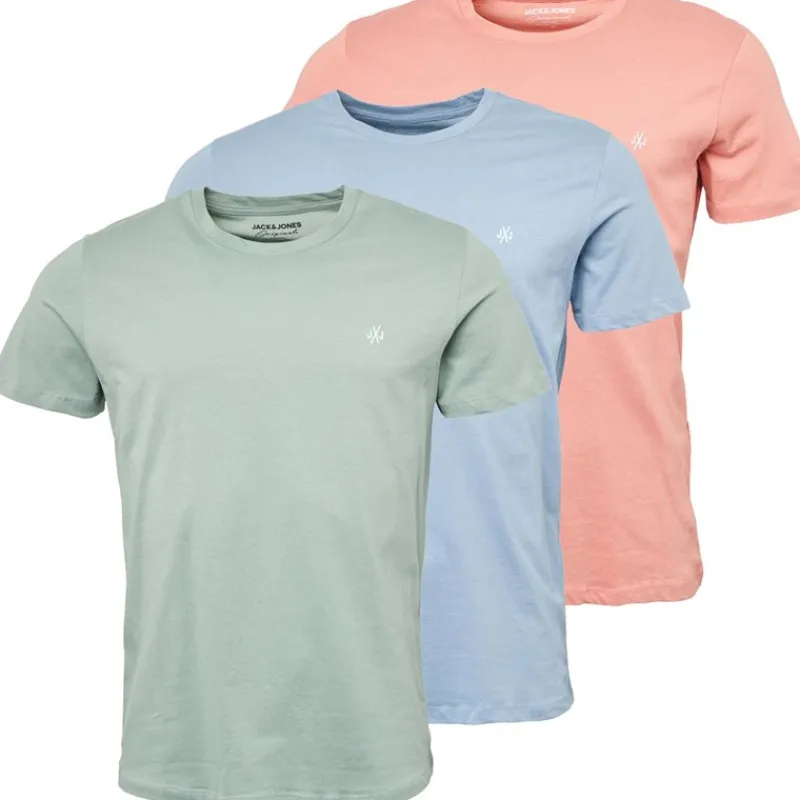 Clearance Herre JXJ T-shirts 3-pak Ashley Blå/Roset/Grøn Milieu T-Shirts, Poloer Og Skjorter·Multipakker|Multipakker·T-Shirts Og Undertrøjer