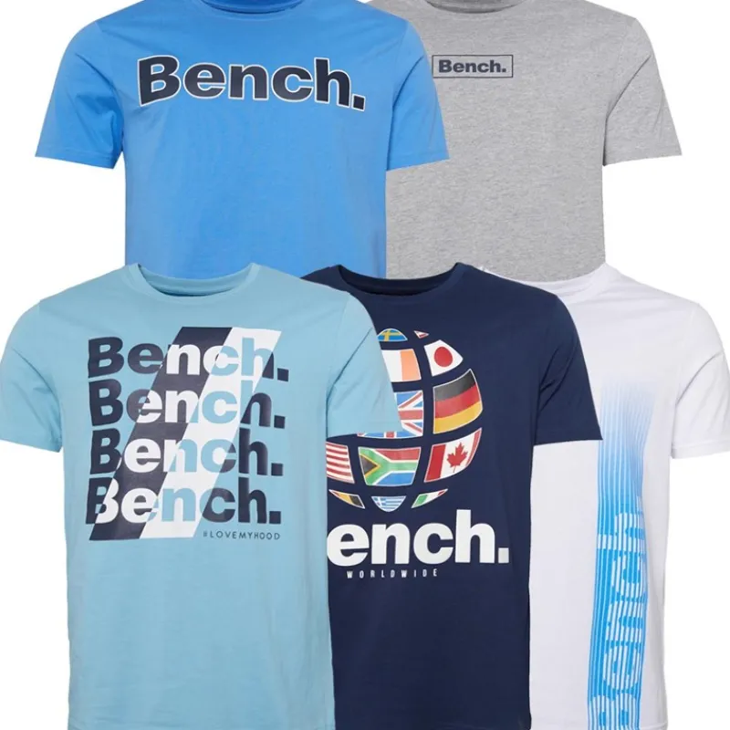 Hot Herre Kibbin T-shirts 5-pak Denim Blå/Grå Melange/Navy/Hvid/Isblå T-Shirts, Poloer Og Skjorter·Multipakker|Multipakker·T-Shirts Og Undertrøjer