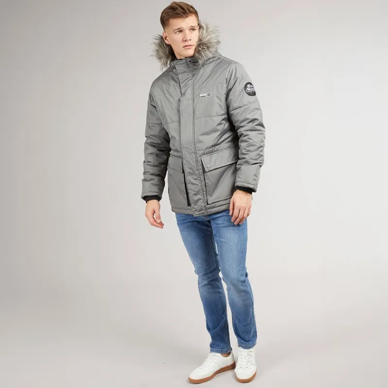 Sale Herre Koufax Vatteret Parka Stålgrå/Sort Jakker Og Frakker·Jakker Og Frakker