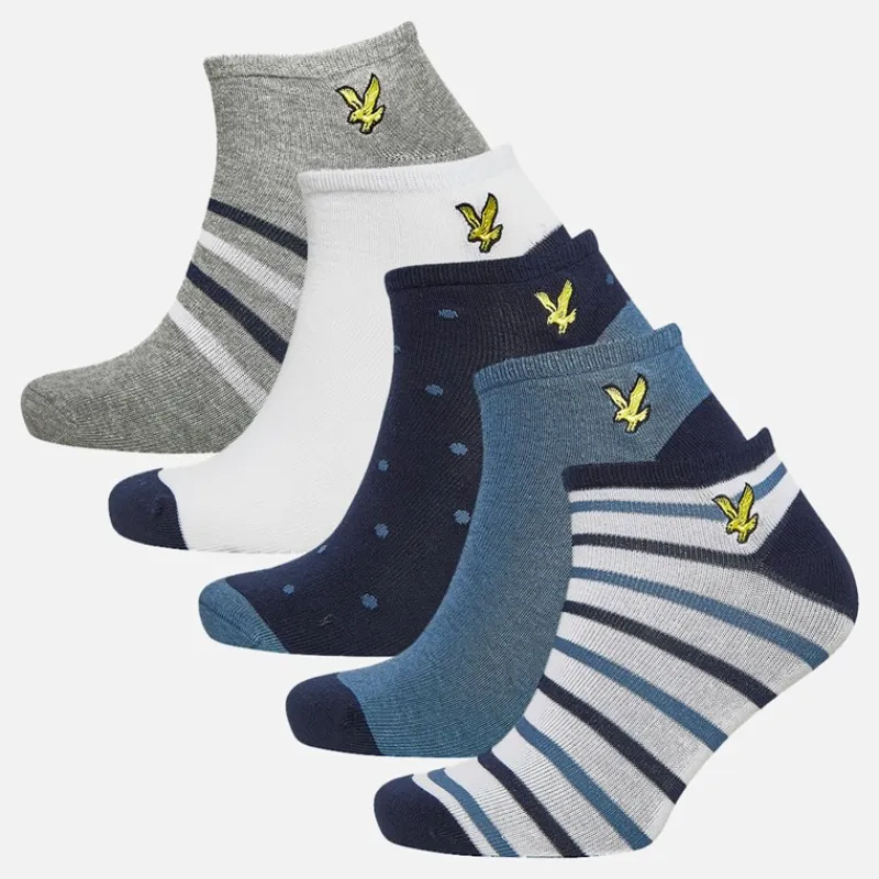 Online Herre Kylo Fem Par Trænings Sokker Polka Dot / Stribe / Moonlight Blue / Gråmeleret / Bright White Undertøj, Sokker Og Nattøj·Sokker|Sokker