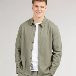 Best Herre Langærmet Skjorte Dusty Olive T-Shirts, Poloer Og Skjorter·Skjorter