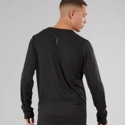 New Herre Løbe Favorit Langærmet Løbe Top Sort Træning|T-Shirts Og Undertrøjer