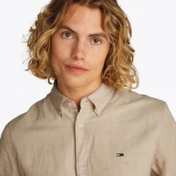Best Herre Linnedblanding Langærmet Skjorte Relic Tan T-Shirts, Poloer Og Skjorter·Skjorter