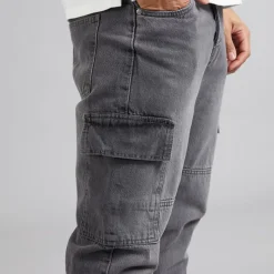 Outlet Herre Loose Fit Cargo Jeans Grå Jeans Og Bukser·Jeans
