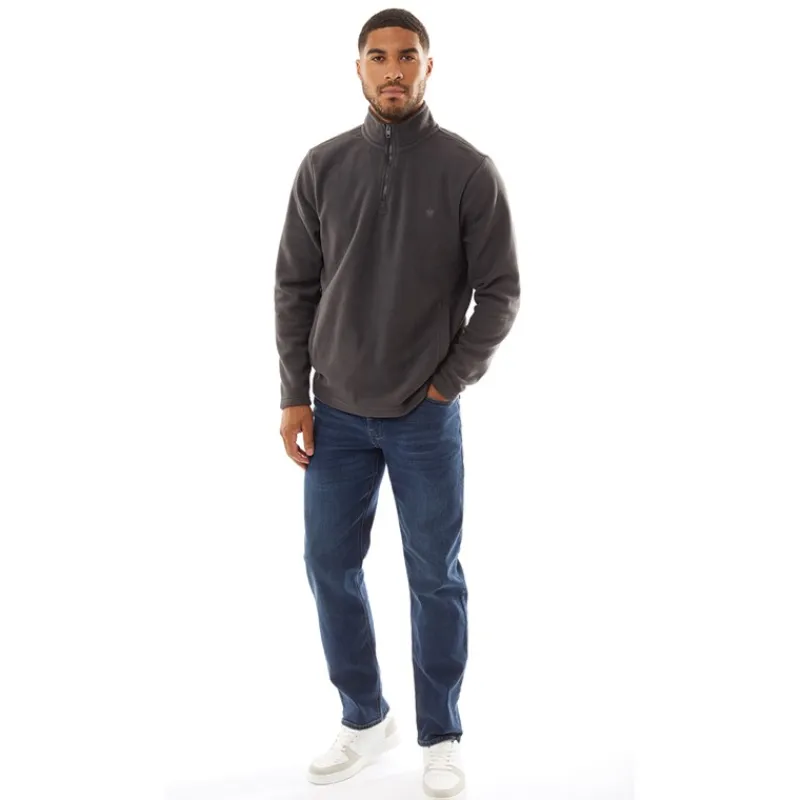 Hot Herre 1/2 lynlås mikro fleece antracit melange Hættetrøjer Og Sweatshirts·Fleecetøj|Træningsdragter Og Joggingbukser·Fleecetøj