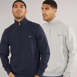 Discount Herre Marigold To Pak 1/​4 Lynet Sweatshirts Navy /​ Grå Multipakker·Hættetrøjer Og Sweatshirts|Hættetrøjer Og Sweatshirts·Sweatshirts