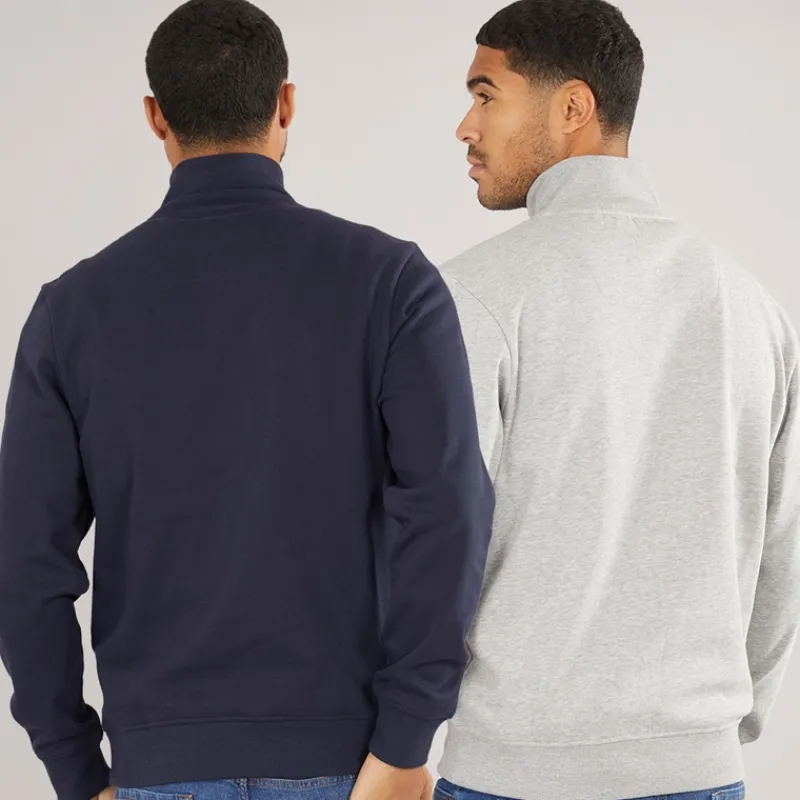 Discount Herre Marigold To Pak 1/4 Lynet Sweatshirts Navy / Grå Multipakker·Hættetrøjer Og Sweatshirts|Hættetrøjer Og Sweatshirts·Sweatshirts
