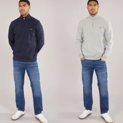 Discount Herre Marigold To Pak 1/4 Lynet Sweatshirts Navy / Grå Multipakker·Hættetrøjer Og Sweatshirts|Hættetrøjer Og Sweatshirts·Sweatshirts