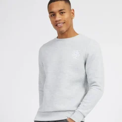 Clearance Herre Middelalder Crew Neck Sweatshirt Lysegrå Melange/Hvid Hættetrøjer Og Sweatshirts·Sweatshirts
