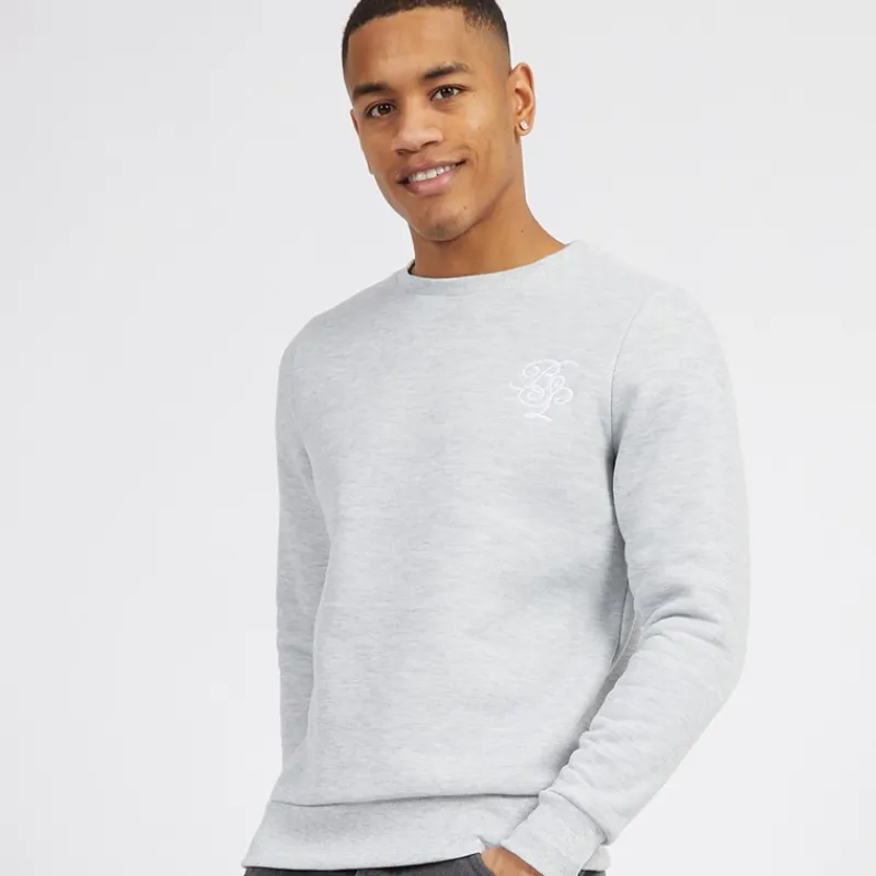 Clearance Herre Middelalder Crew Neck Sweatshirt Lysegrå Melange/Hvid Hættetrøjer Og Sweatshirts·Sweatshirts