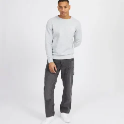 Clearance Herre Middelalder Crew Neck Sweatshirt Lysegrå Melange/Hvid Hættetrøjer Og Sweatshirts·Sweatshirts