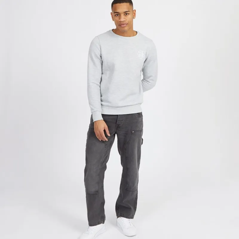 Clearance Herre Middelalder Crew Neck Sweatshirt Lysegrå Melange/Hvid Hættetrøjer Og Sweatshirts·Sweatshirts